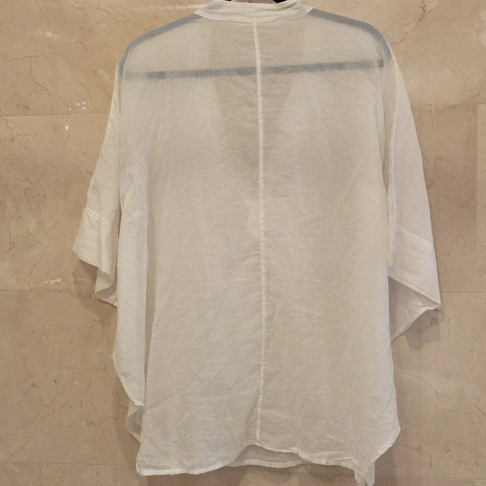 Women's JUCCA WHITE LINEN TOP BLOUSE ITALY SIZE 10 $219 - Picture 4 of 6
